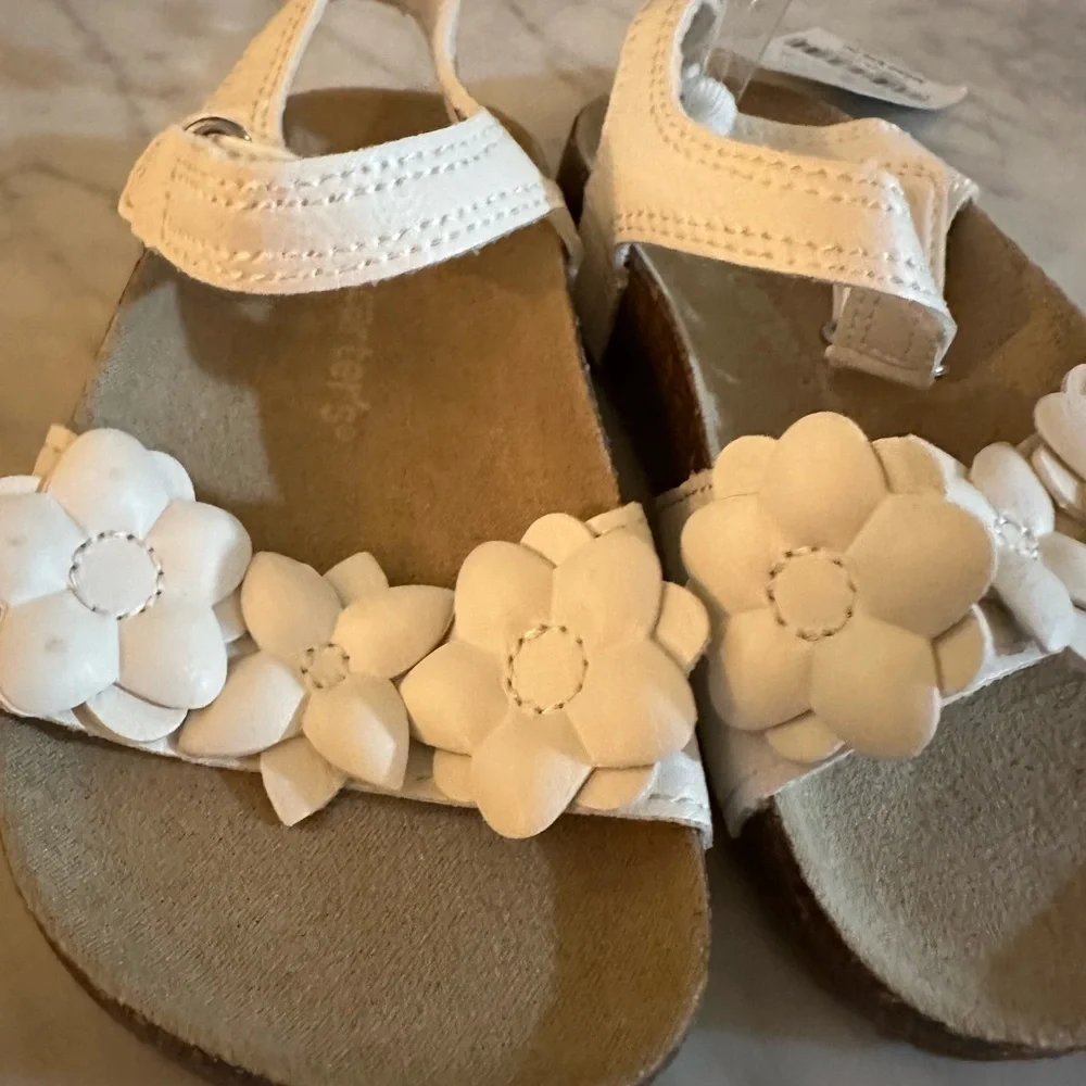 Carter's White Floral Strap Toddler Sandals